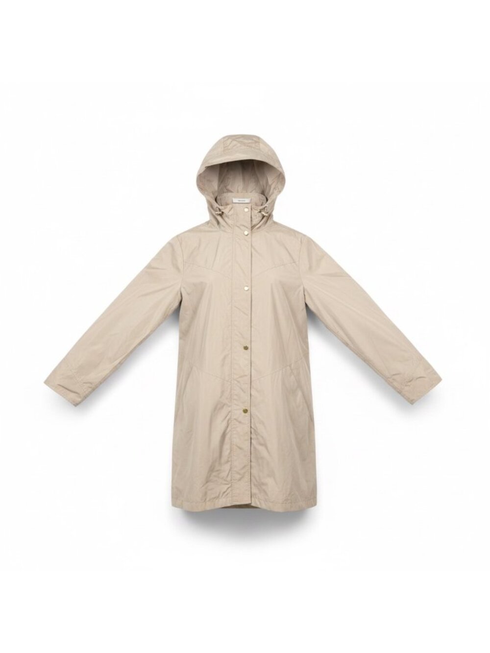 Ellen Tracy Womens Beige Hooded Trench Coat Snap Front Lightweight Jacket Sz XL
